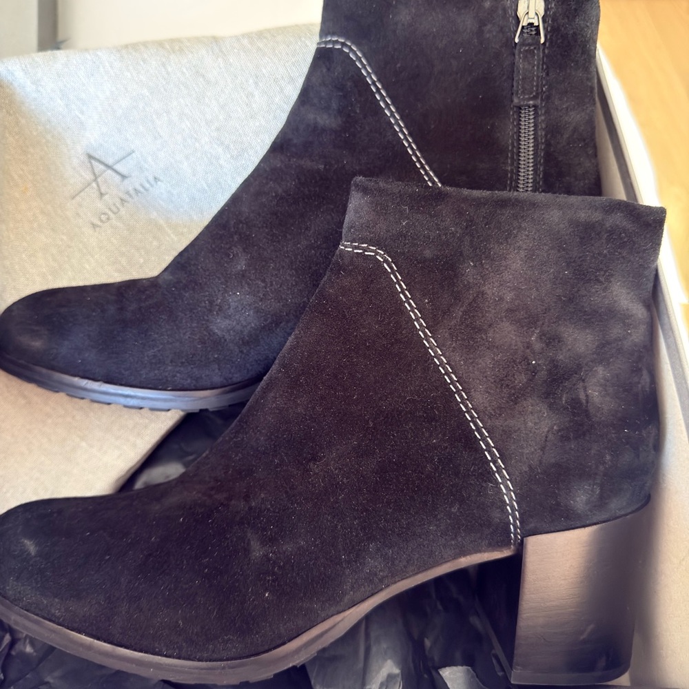 Aquatalia Black Suede Ankle Booties